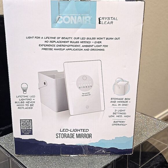 Conair LED-Lighted Storage Vanity Touchscreen Mirror- White - Picture 12 of 12